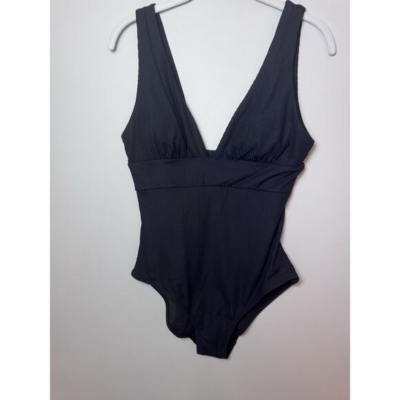 Andie Swim The Mykonos Rib One Piece Long Torso Swimsuit Black size M Tall NEW - Picture 4 of 16